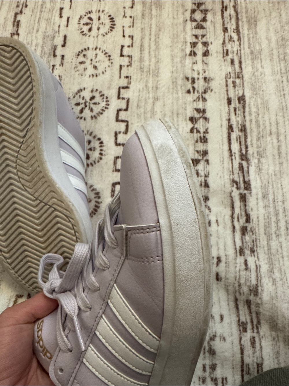 adidas Lavender Low-Top Sneakers with White Stripes - Picture 9 of 10